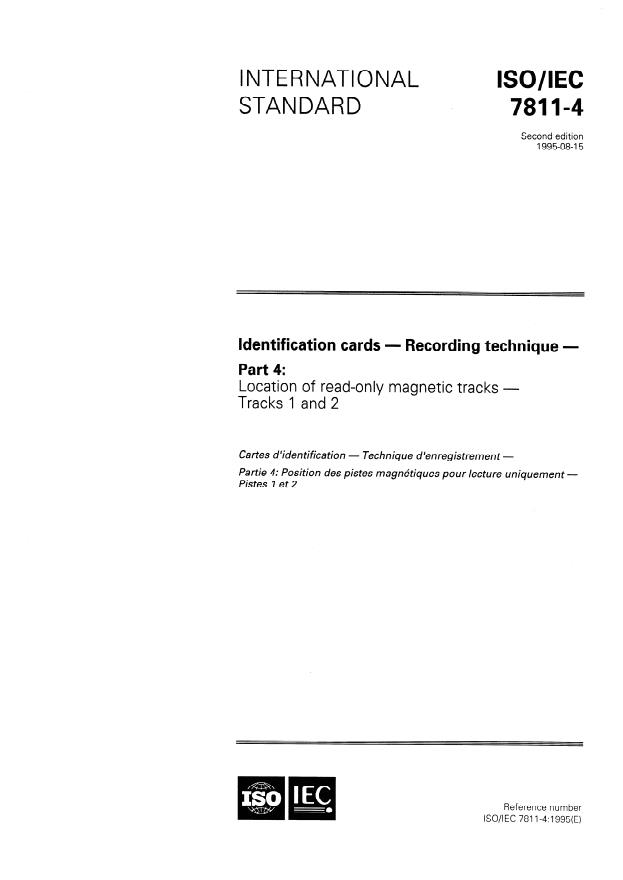 ISO/IEC 7811-4:1995 - Identification cards -- Recording technique