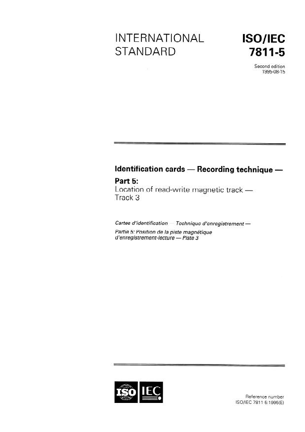 ISO/IEC 7811-5:1995 - Identification cards -- Recording technique