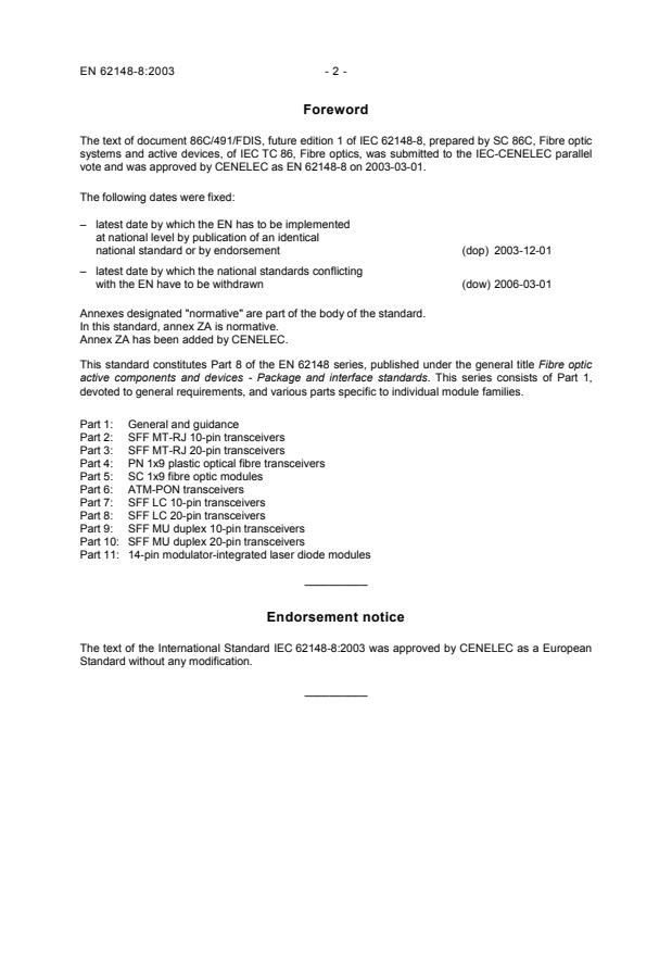 EN 62148-8:2003 EN 62148-8:2004 - Page 4 preview