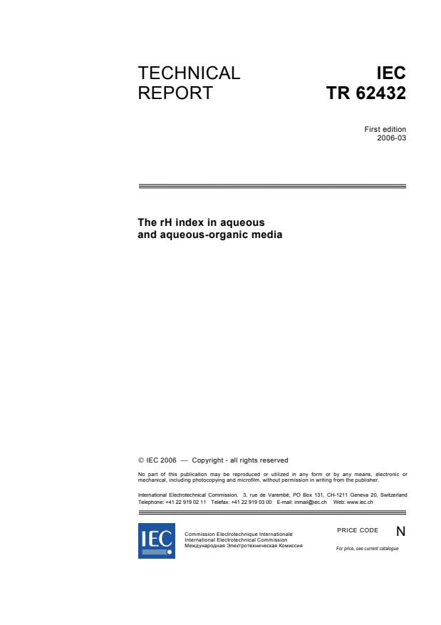 IEC TR 62432:2006 - The rH index in aqueous and aqueous-organic media