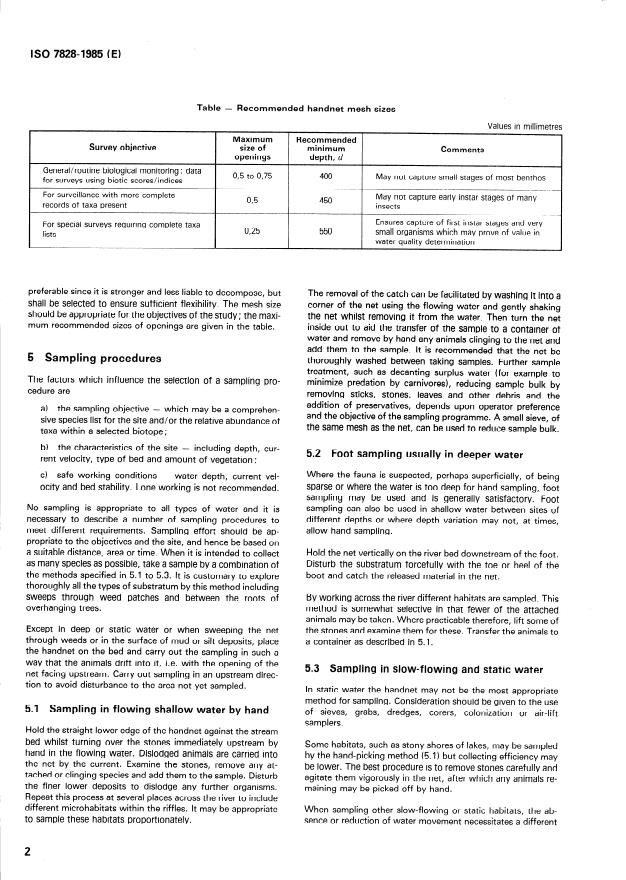 ISO 7828:1985 ISO 7828:1985 - Water quality -- Methods of biological sampling -- Guidance on handnet sampling of aquatic benthic macro-invertebrates - Page 4 preview