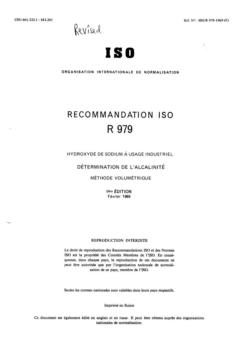 ISO/R 979:1969 - Title missing - Legacy paper document
Released:1/1/1969