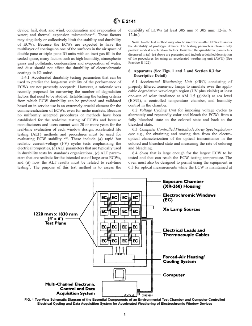 ASTM E2141-01 - Standard Test Methods for Assessing the Durability of Absorptive Electrochromic Coatings on Sealed Insulating Glass Units