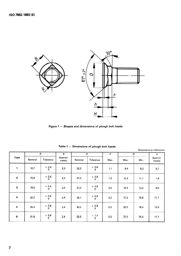 ISO 7852:1983 ISO 7852:1983 - Earth-moving machinery -- Plough bolt heads -- Shapes and dimensions (excluding thread dimensions) - Page 4 preview