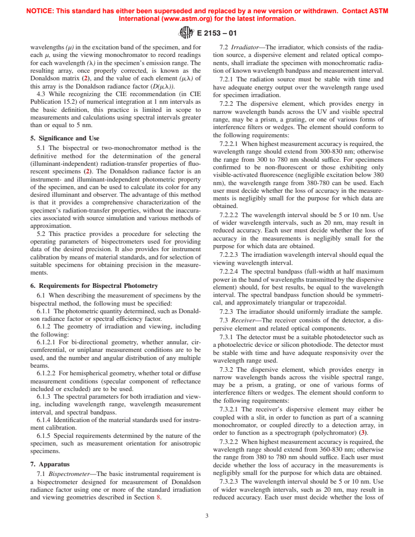 ASTM E2153-01 - Standard Practice for Obtaining Bispectral Photometric Data for Evaluation of Fluorescent Color