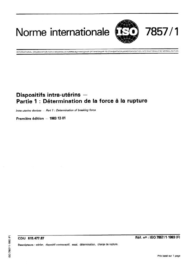 ISO 7857-1:1983 - Dispositifs intra-utérins