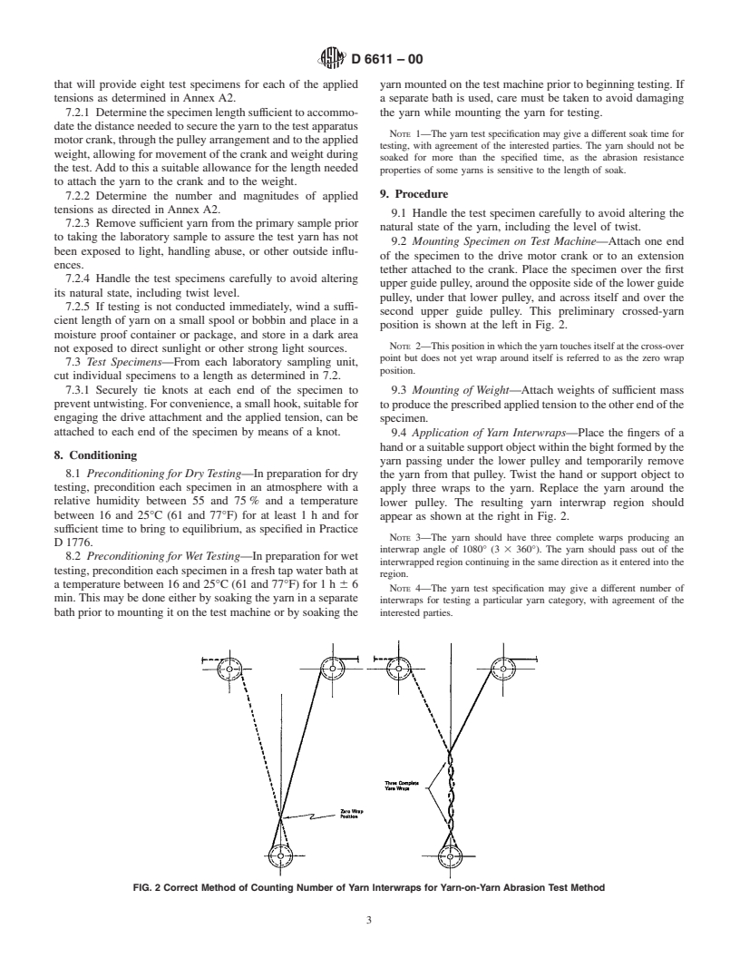 ASTM D6611-00 - Standard Test Method for Wet and Dry Yarn-on-Yarn Abrasion Resistance