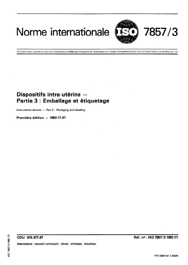 ISO 7857-3:1983 - Dispositifs intra-utérins