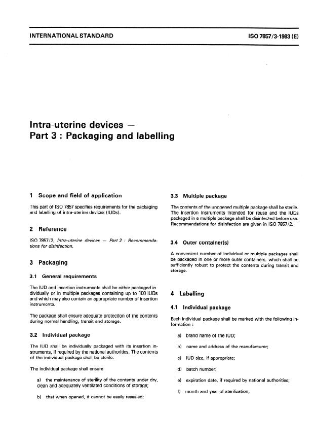 ISO 7857-3:1983 - Intra-uterine devices