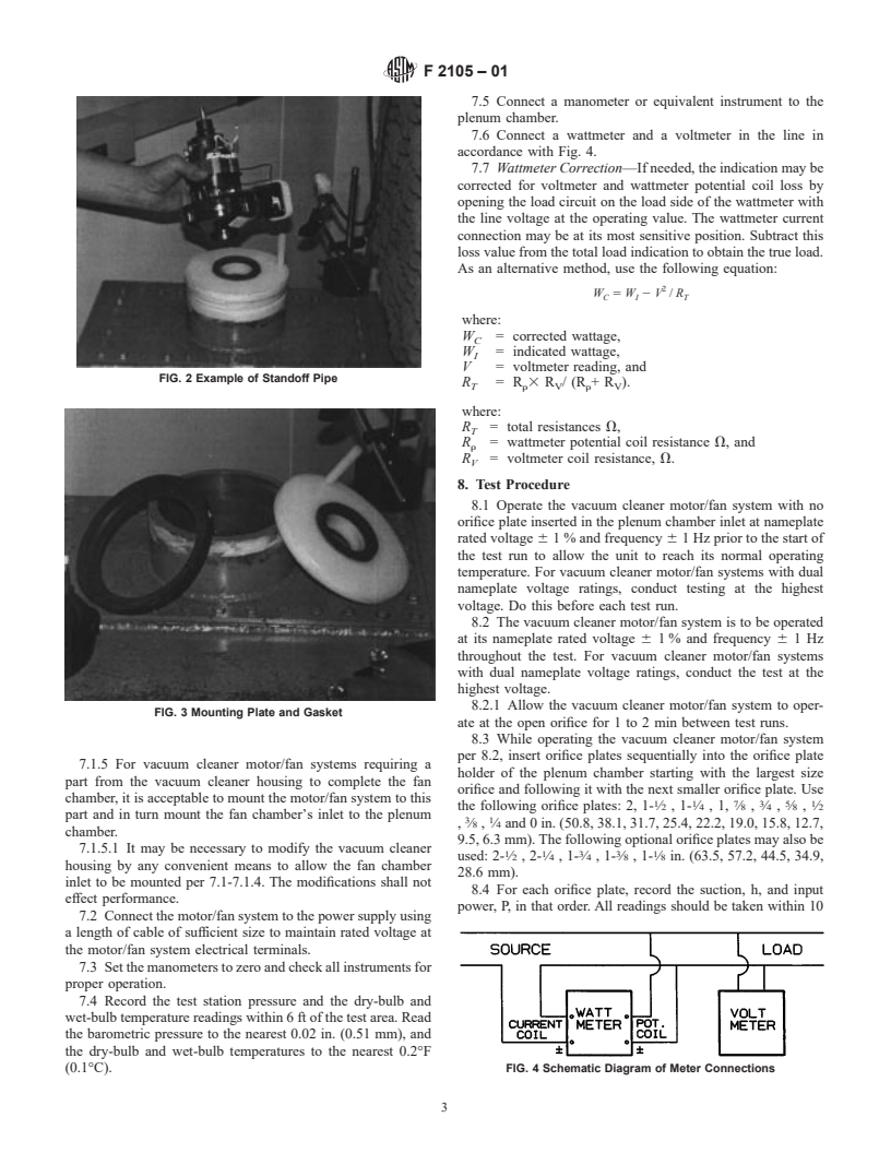 ASTM F2105-01 - Standard Test Method for Measuring Air Performance Characteristics of Vacuum Cleaner Motor/Fan Systems