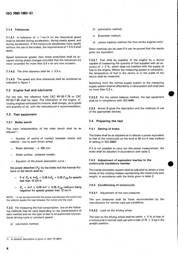 ISO 7860:1983 ISO 7860:1983 - Road vehicles -- Motorcycles -- Method of measuring fuel consumption - Page 4 preview