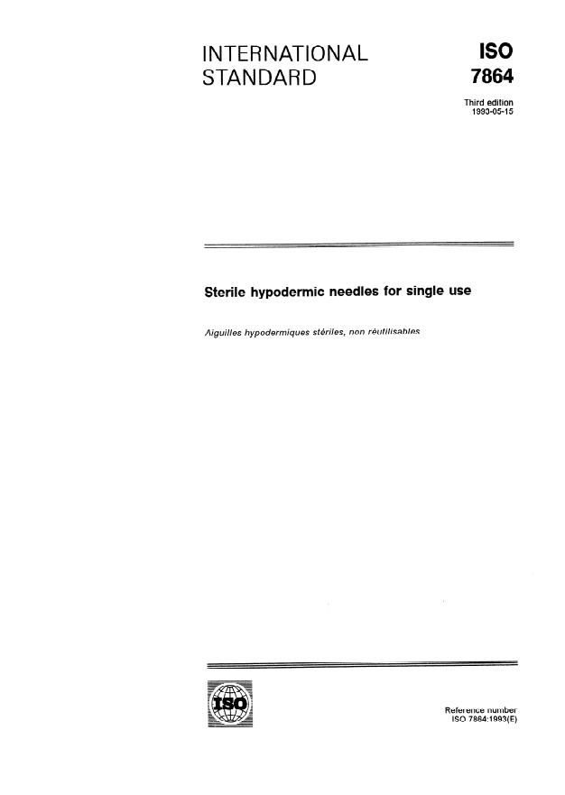 ISO 7864:1993 - Sterile hypodermic needles for single use