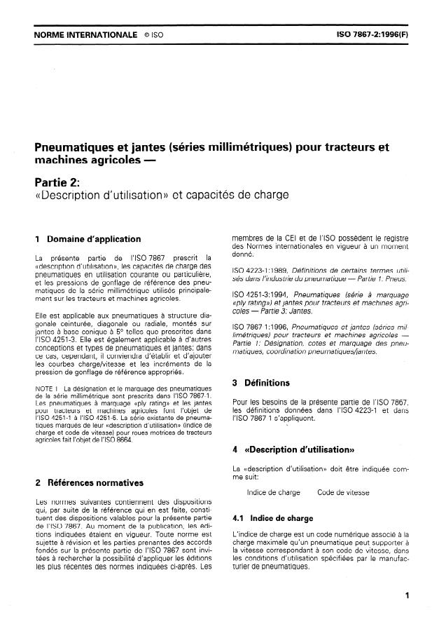 ISO 7867-2:1996 - Pneumatiques et jantes (séries millimétriques) pour tracteurs et machines agricoles