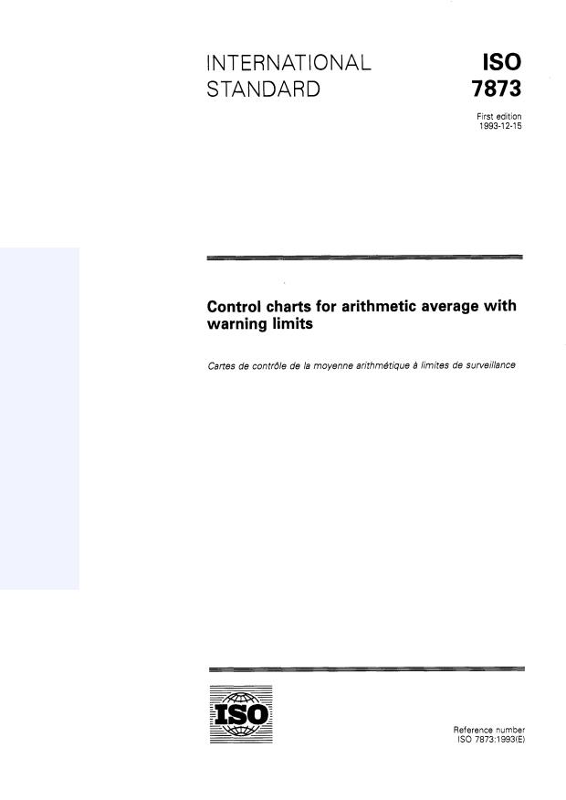 ISO 7873:1993 - Control charts for arithmetic average with warning limits