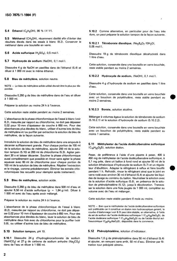 ISO 7875-1:1984 ISO 7875-1:1984 - Qualité de l'eau -- Dosage des agents de surface - Page 4 preview