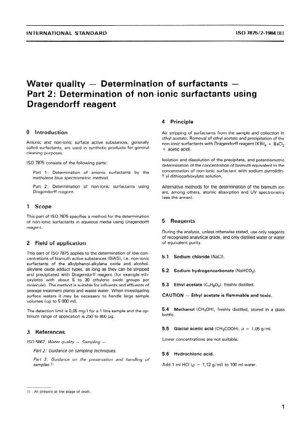 ISO 7875-2:1984 - Water quality -- Determination of surfactants