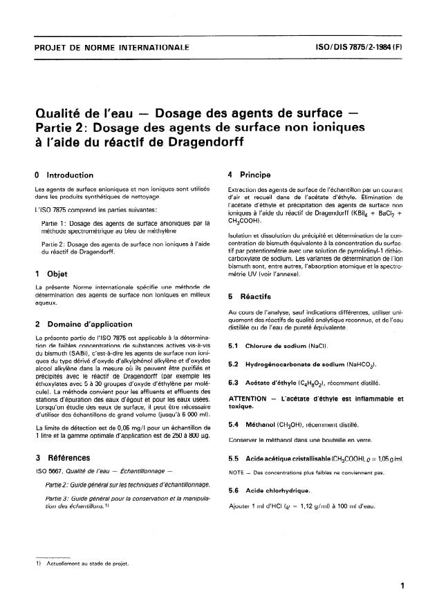 ISO 7875-2:1984 - Qualité de l'eau -- Dosage des agents de surface
