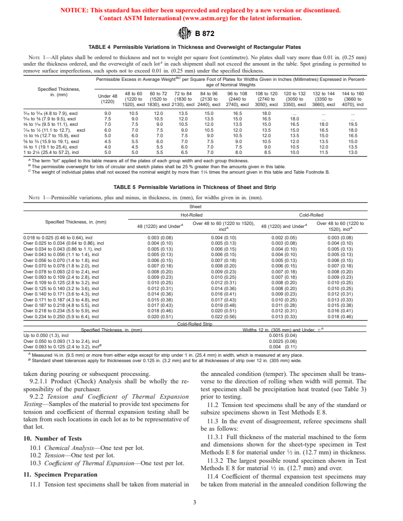 ASTM B872-96 - Standard Specification for Precipitation-Hardening Nickel-Iron-Chromium- Columbium (Nb)-Titanium-Aluminum Alloy (UNS N09908) Plate, Sheet, and Strip