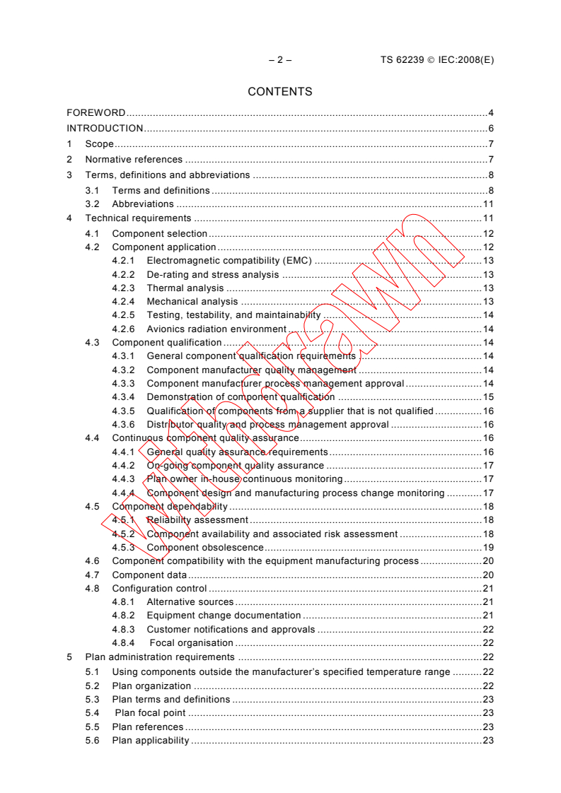 IEC TS 62239:2008 IEC TS 62239:2008 - Process management for avionics - Preparation of an electronic components management plan
Released:10/21/2008
Isbn:9782889106516 - Page 4 preview
