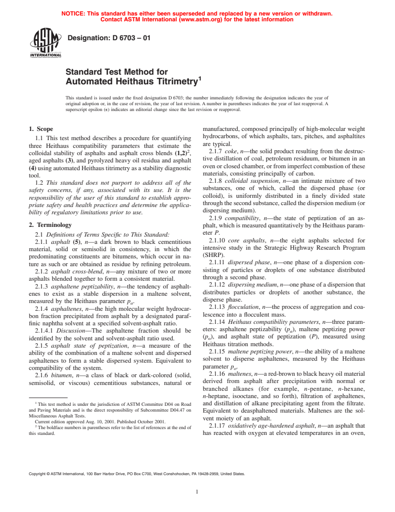 ASTM D6703-01 - Standard Test Method for Automated Heithaus Titrimetry