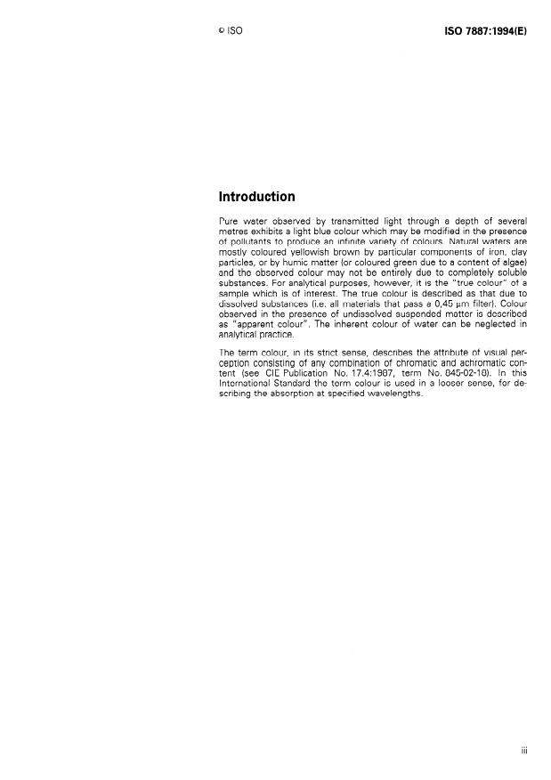 ISO 7887:1994 - Water quality -- Examination and determination of colour
