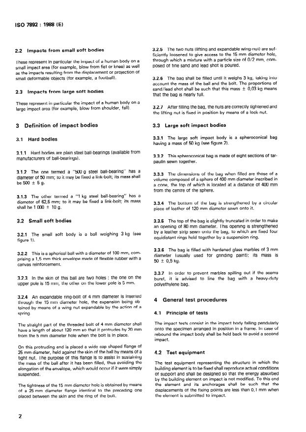ISO 7892:1988 ISO 7892:1988 - Vertical building elements -- Impact resistance tests -- Impact bodies and general test procedures - Page 4 preview