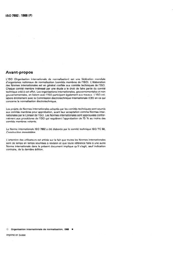 ISO 7892:1988 ISO 7892:1988 - Ouvrages verticaux des constructions -- Essais de résistance aux chocs -- Corps de chocs et modalités des essais de choc - Page 2 preview