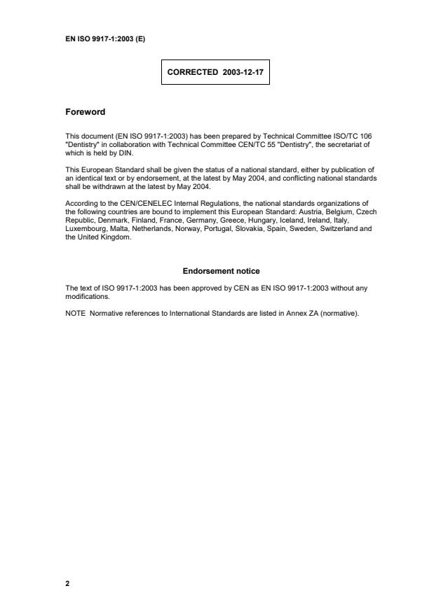 EN ISO 9917-1:2003 EN ISO 9917-1:2004 - Page 4 preview
