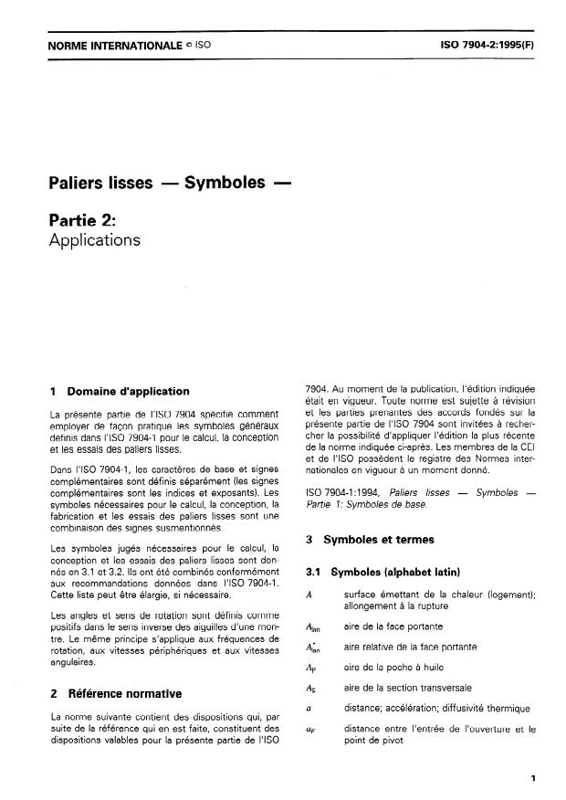 ISO 7904-2:1995 - Paliers lisses -- Symboles