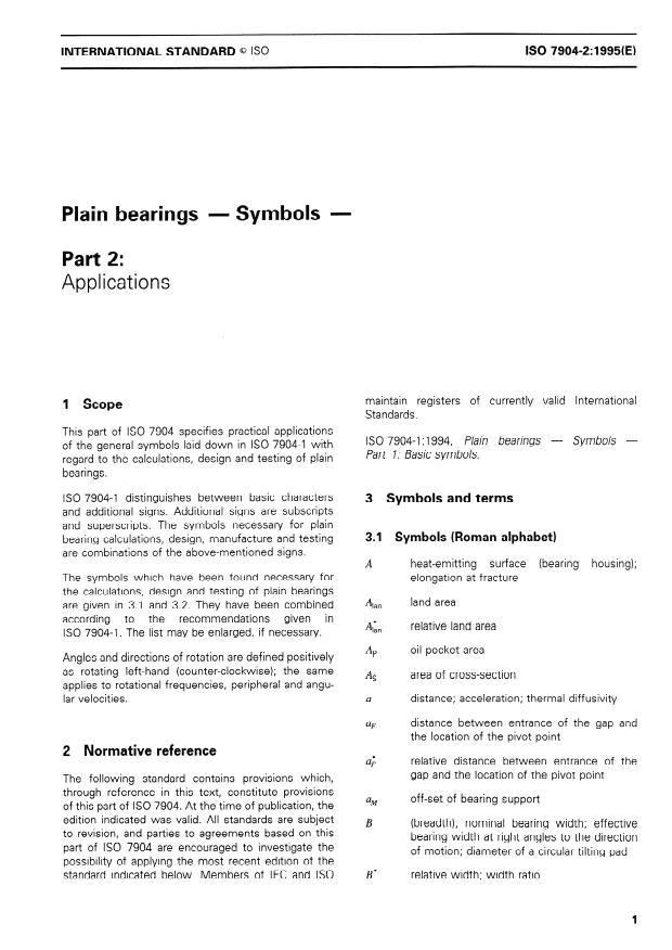 ISO 7904-2:1995 - Plain bearings -- Symbols