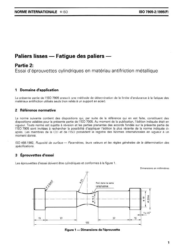 ISO 7905-2:1995 - Paliers lisses -- Fatigue des paliers