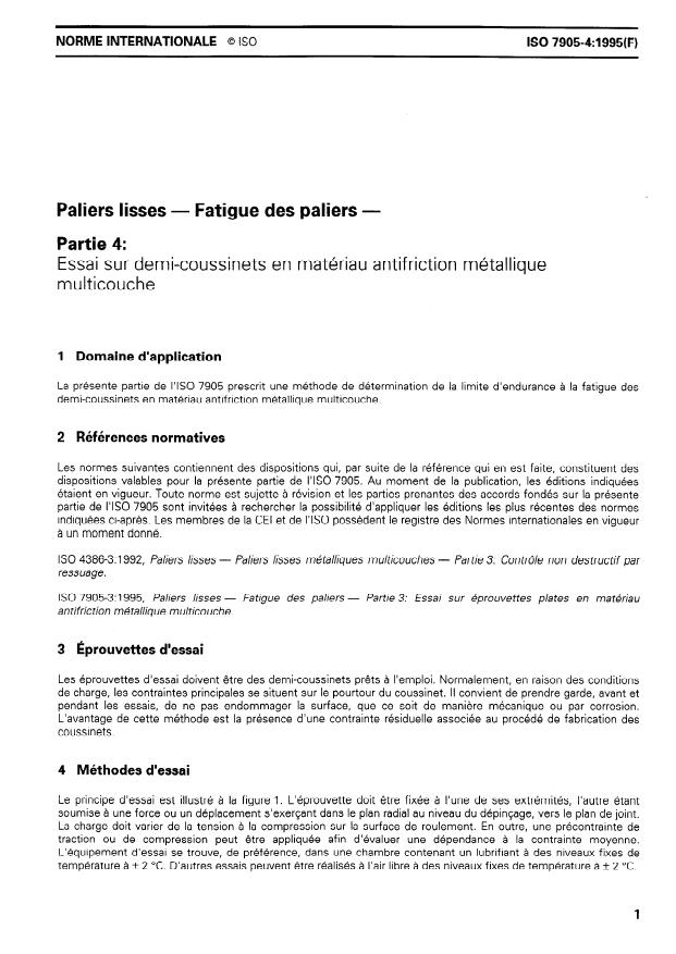 ISO 7905-4:1995 - Paliers lisses -- Fatigue des paliers