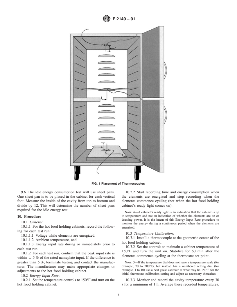 ASTM F2140-01 - Standard Test Method for Performance of Hot Food Holding Cabinets