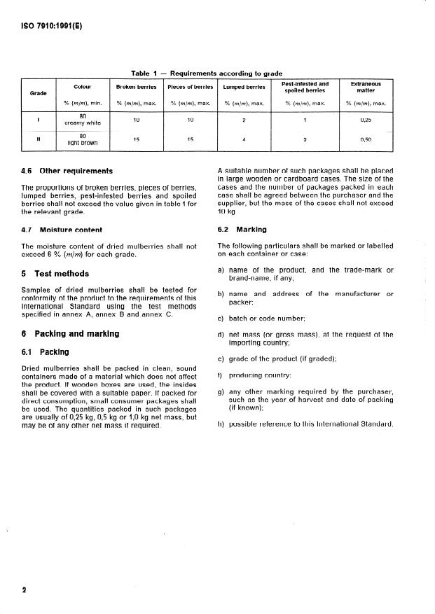 ISO 7910:1991 ISO 7910:1991 - Dried mulberries -- Specification - Page 4 preview