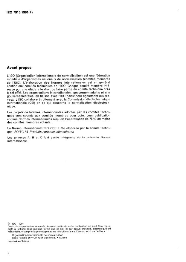 ISO 7910:1991 ISO 7910:1991 - Mures blanches séchées -- Spécifications - Page 2 preview