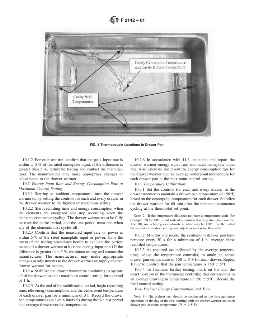 ASTM F2142-01 - Standard Test Method for Performance of Drawer Warmers