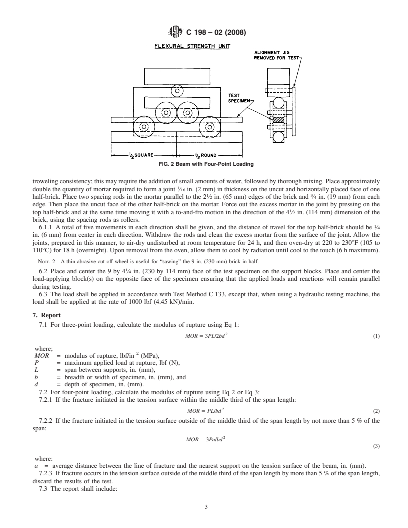 REDLINE ASTM C198-02(2008) - Standard Test Method for Cold Bonding Strength of Refractory Mortar
