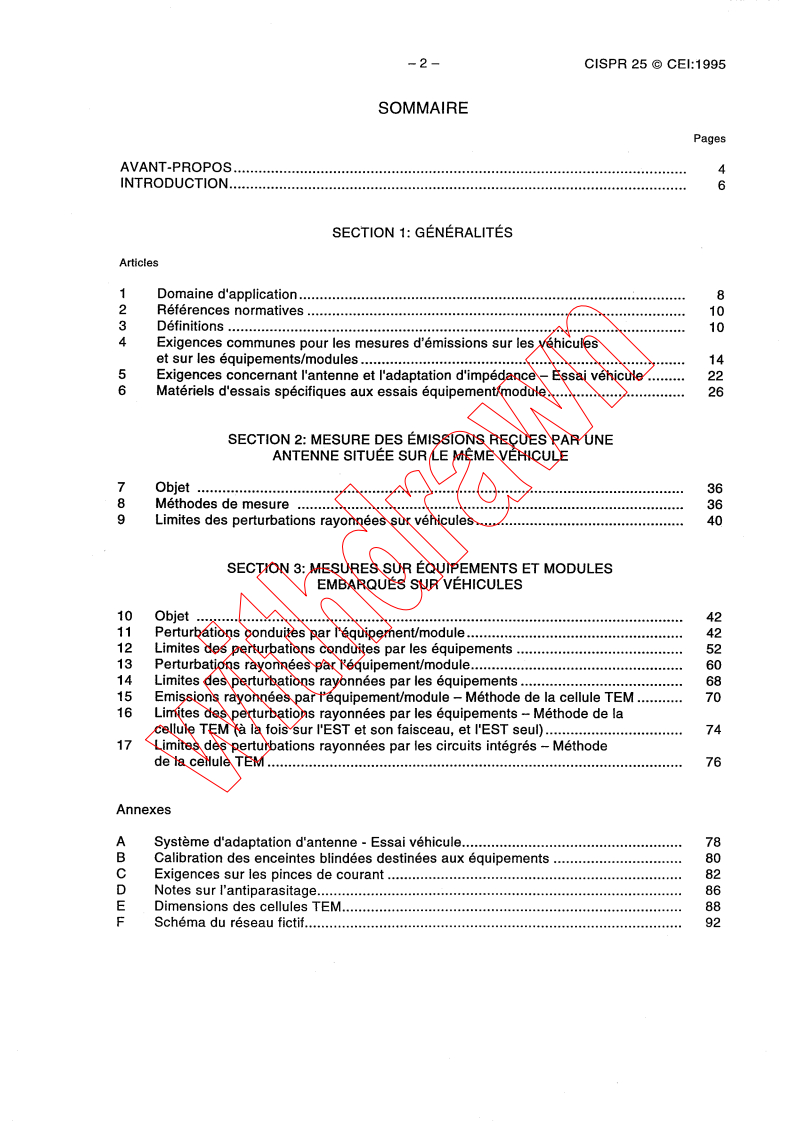 CISPR 25:1995 CISPR 25:1995 - Limits and methods of measurement of radio disturbance characteristics for the protection of receivers used on board vehicles
Released:11/27/1995
Isbn:2831836077 - Page 4 preview