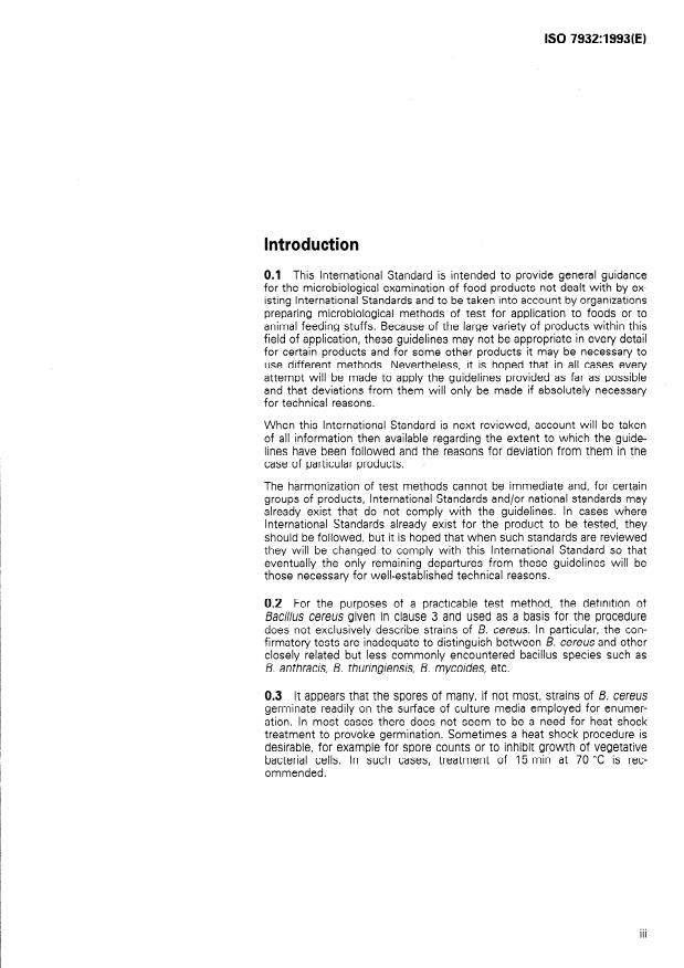 ISO 7932:1993 - Microbiology -- General guidance for the enumeration of Bacillus cereus -- Colony-count technique at 30 degrees C