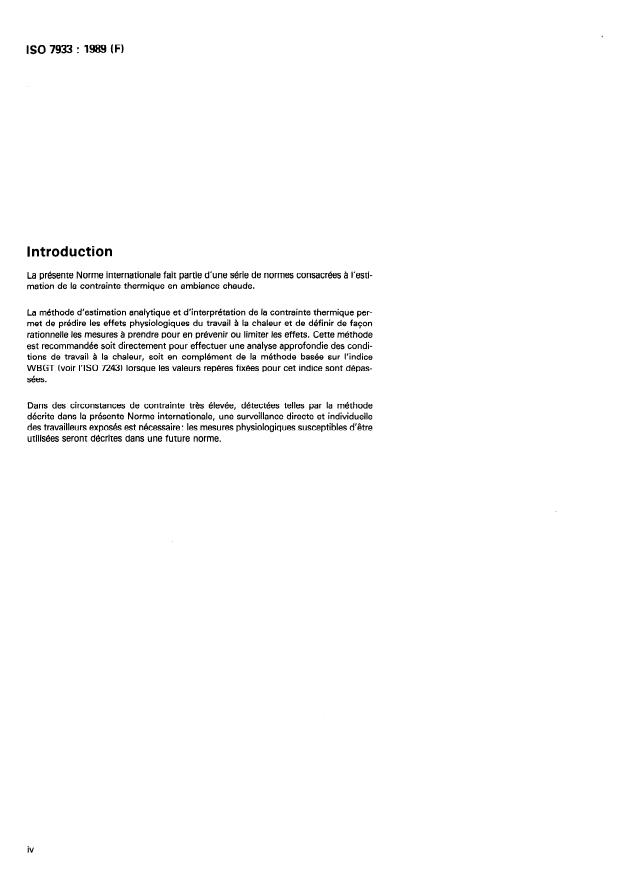 ISO 7933:1989 ISO 7933:1989 - Ambiances thermiques chaudes -- Détermination analytique et interprétation de la contrainte thermique fondées sur le calcul de la sudation requise - Page 4 preview