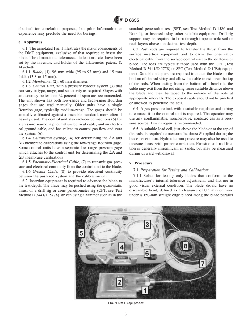 ASTM D6635-01 - Standard Test Method for Performing the Flat Plate Dilatometer