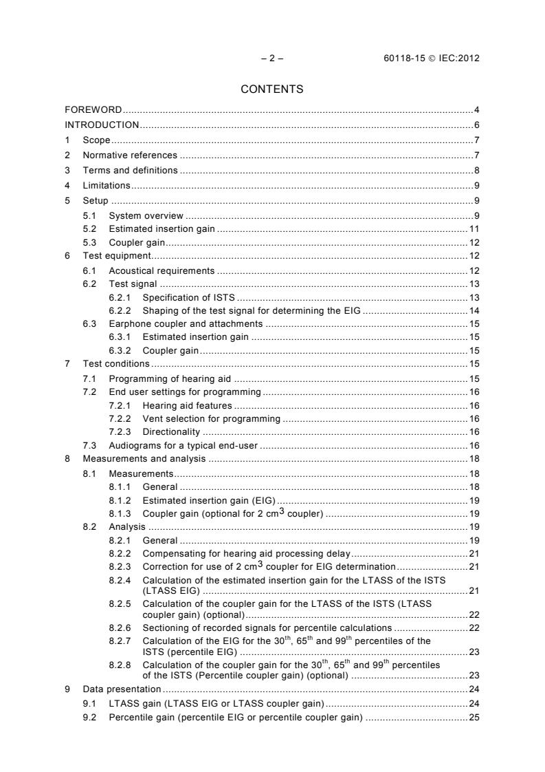 IEC 60118-15:2012 IEC 60118-15:2012 - Electroacoustics - Hearing aids - Part 15: Methods for characterising signal processing in hearing aids with a speech-like signal - Page 4 preview