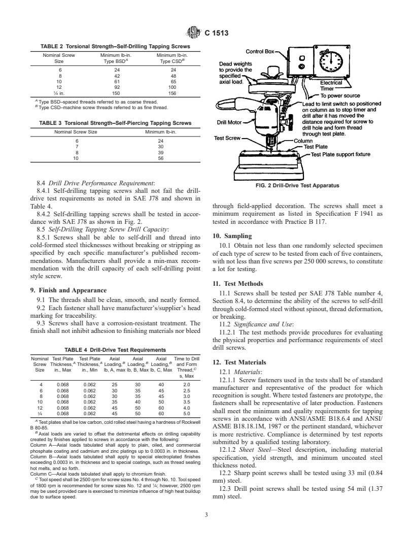 ASTM C1513-01 - Standard Specification for Steel Tapping Screws for Cold-Formed Steel Framing Connections