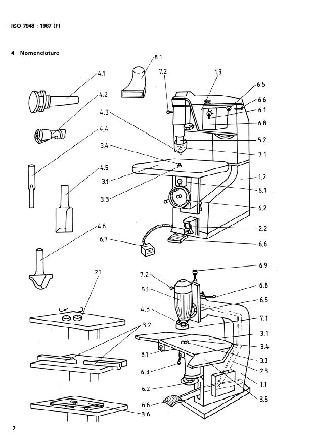 ISO 7948:1987 ISO 7948:1987 - Machines a bois -- Machines a défoncer -- Nomenclature et conditions de réception - Page 4 preview