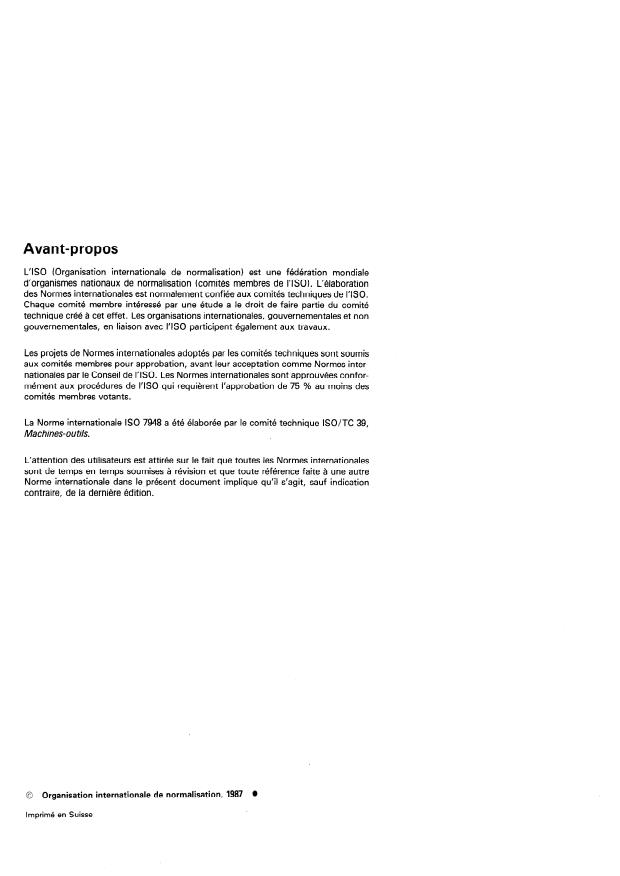 ISO 7948:1987 ISO 7948:1987 - Machines a bois -- Machines a défoncer -- Nomenclature et conditions de réception - Page 2 preview