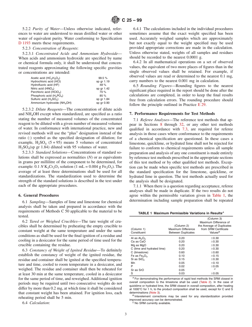 ASTM C25-99 - Standard Test Methods for Chemical Analysis of Limestone, Quicklime, and Hydrated Lime