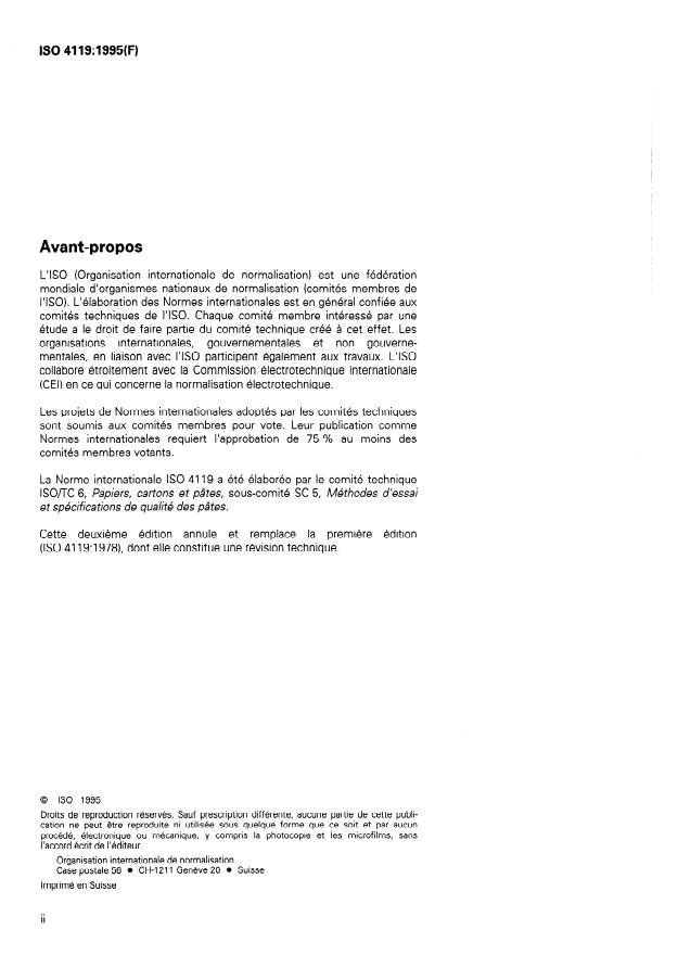 ISO 4119:1995 ISO 4119:1995 - Pâtes — Détermination de la concentration en pâte - Page 2 preview