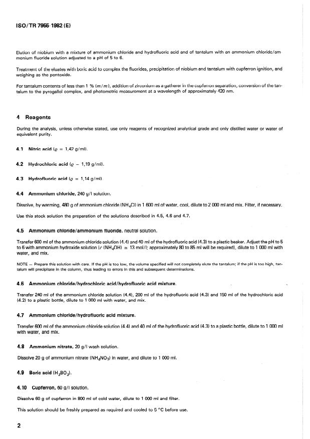 ISO/TR 7955:1982 ISO/TR 7955:1982 - Ferroniobium -- Determination of niobium content -- Gravimetric method - Page 2 preview