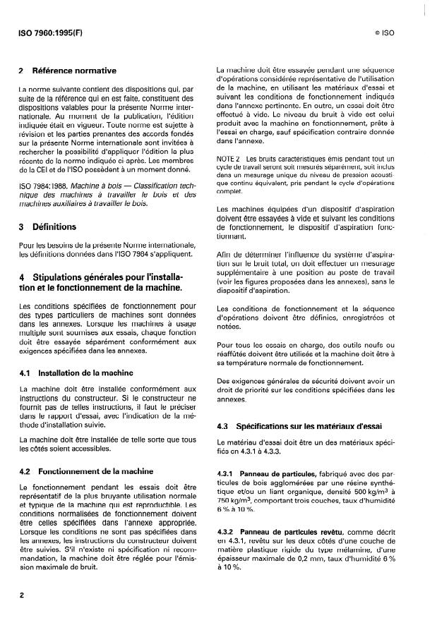 ISO 7960:1995 ISO 7960:1995 - Bruit aérien émis par les machines-outils -- Conditions de fonctionnement des machines a bois - Page 4 preview