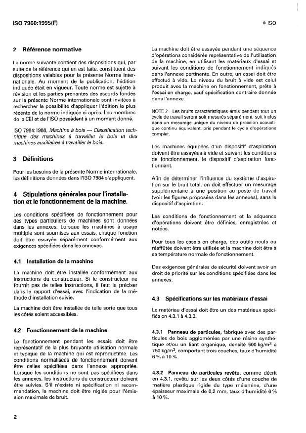 ISO 7960:1995 ISO 7960:1995 - Bruit aérien émis par les machines-outils -- Conditions de fonctionnement des machines a bois - Page 4 preview